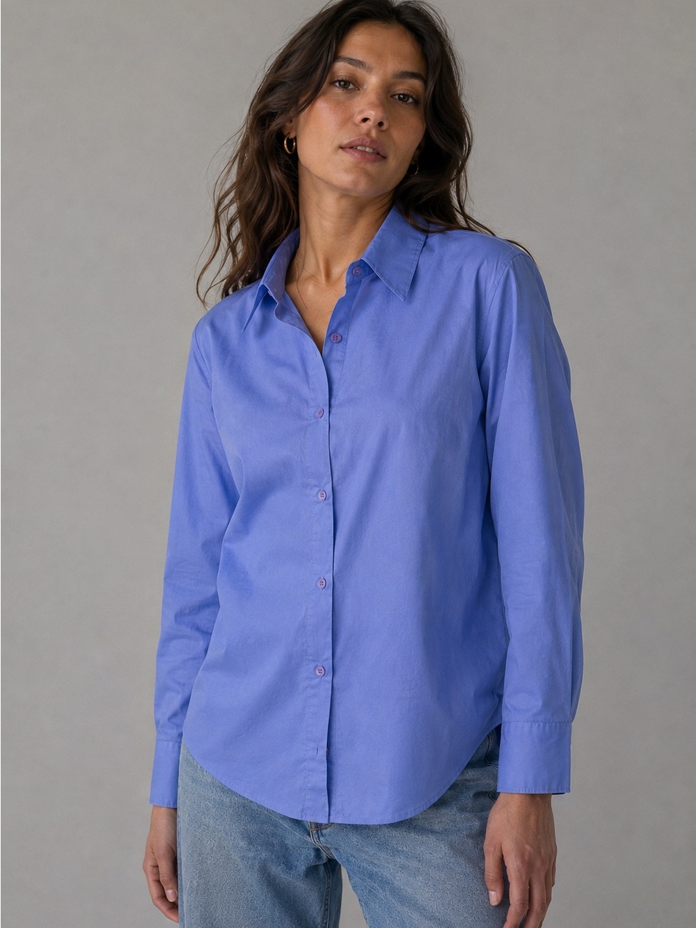 NWT Dockers Women’s XL Blue Stretch Cotton Button Down Shirt Long Sleeve